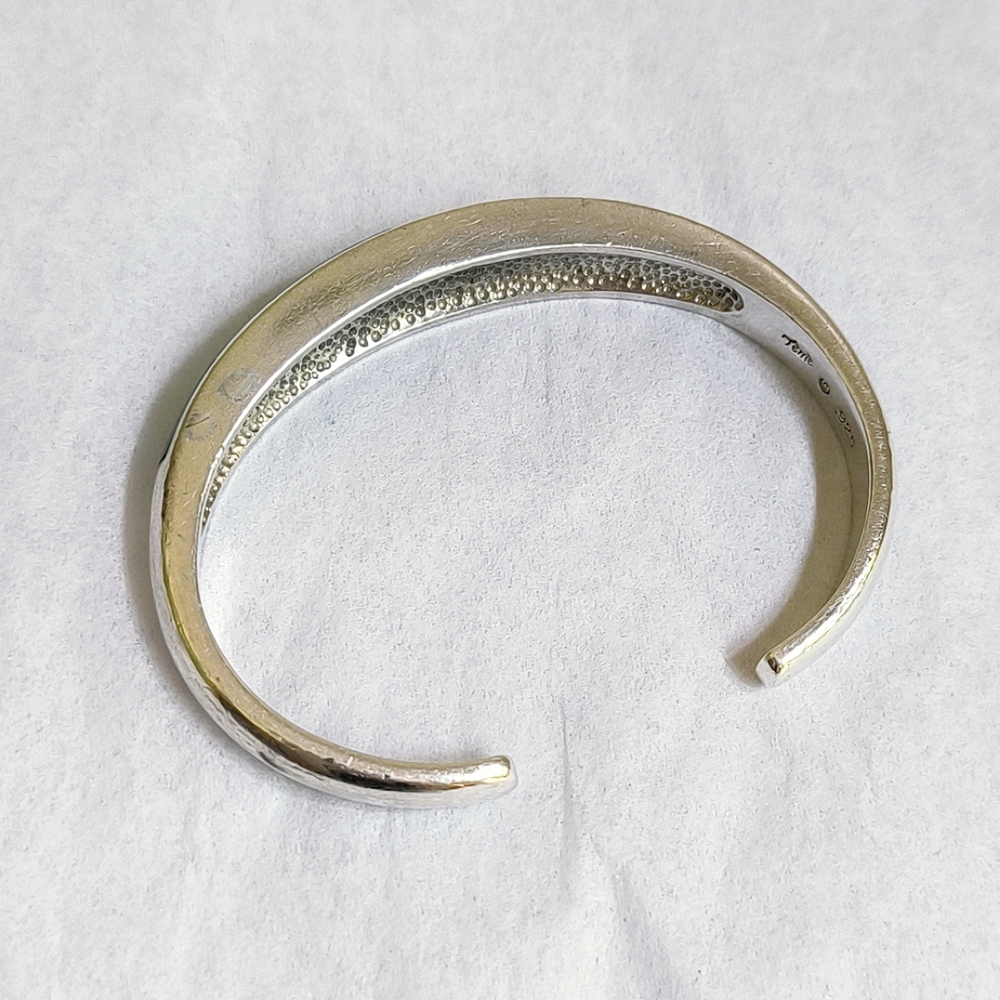 Teme sterling silver and turquoise inlay tapered bangle bracelet - Picture 6 of 11